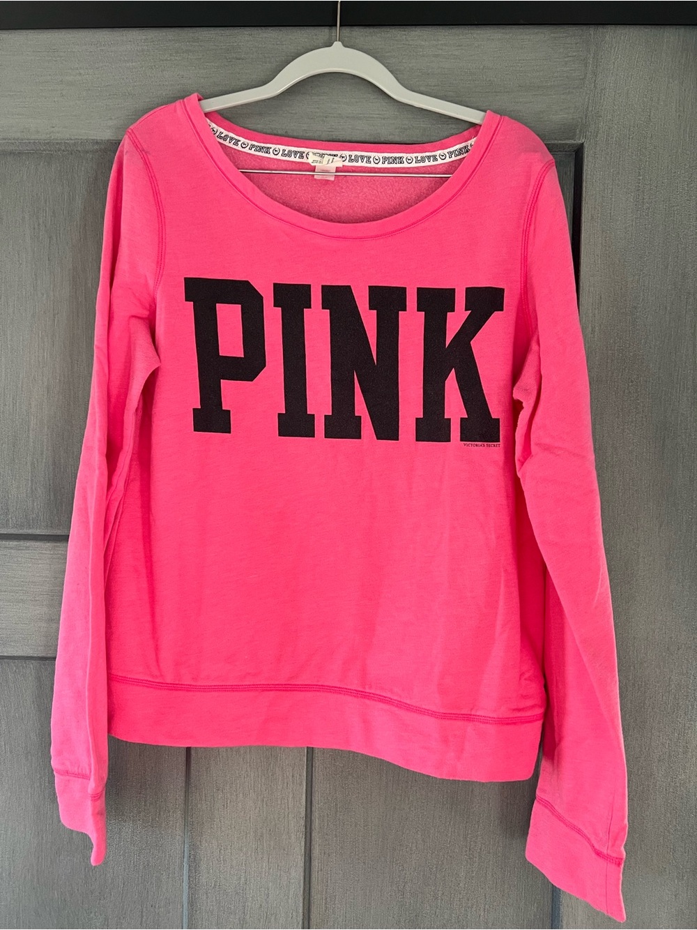 Y2K Victoria's Secret PINK Pink Pullover Sweatshirt Logo Women's Size L 90s/2000
